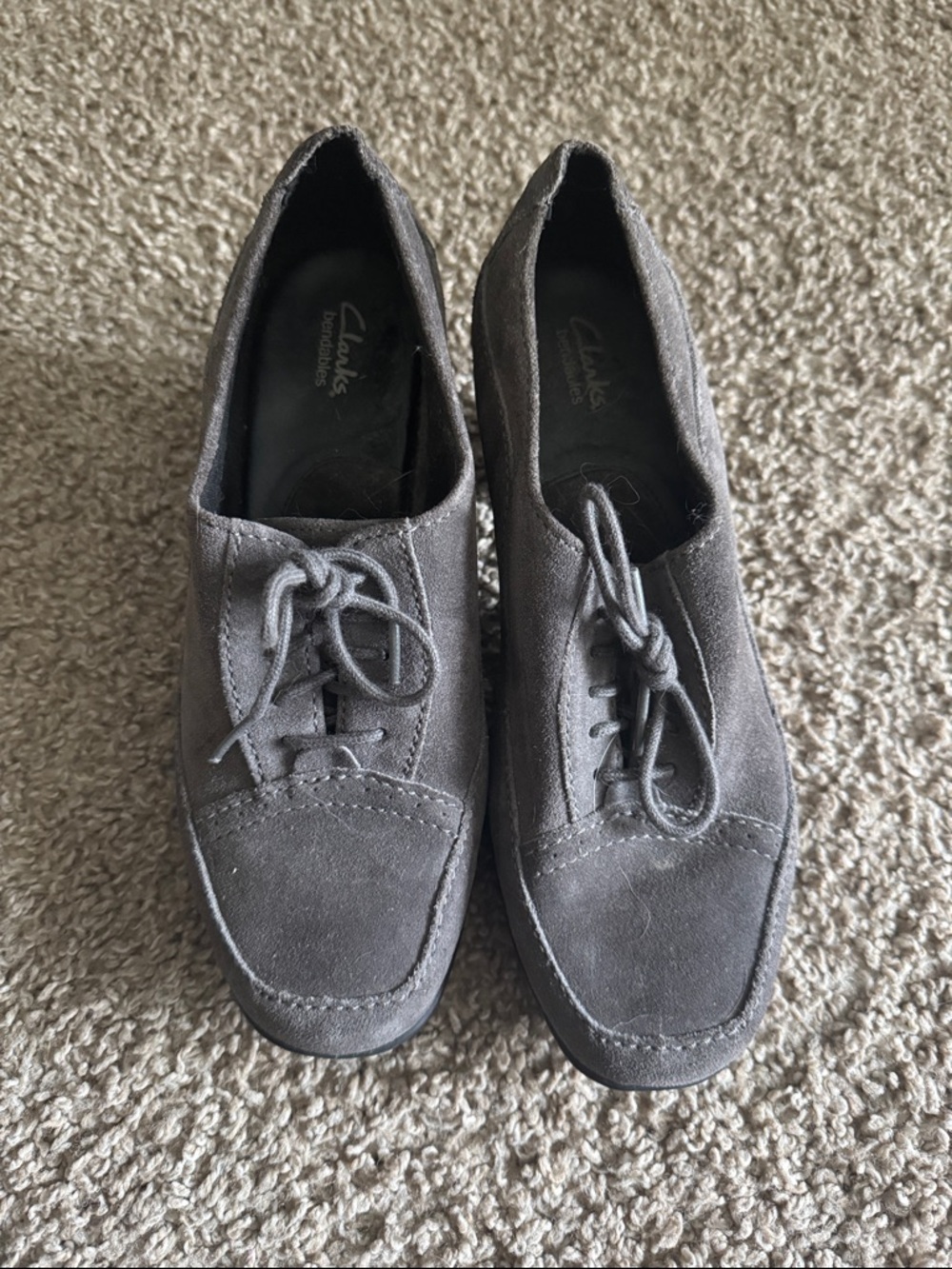 Clarks Charcoal Suede Lace-Up Casual Oxfords
